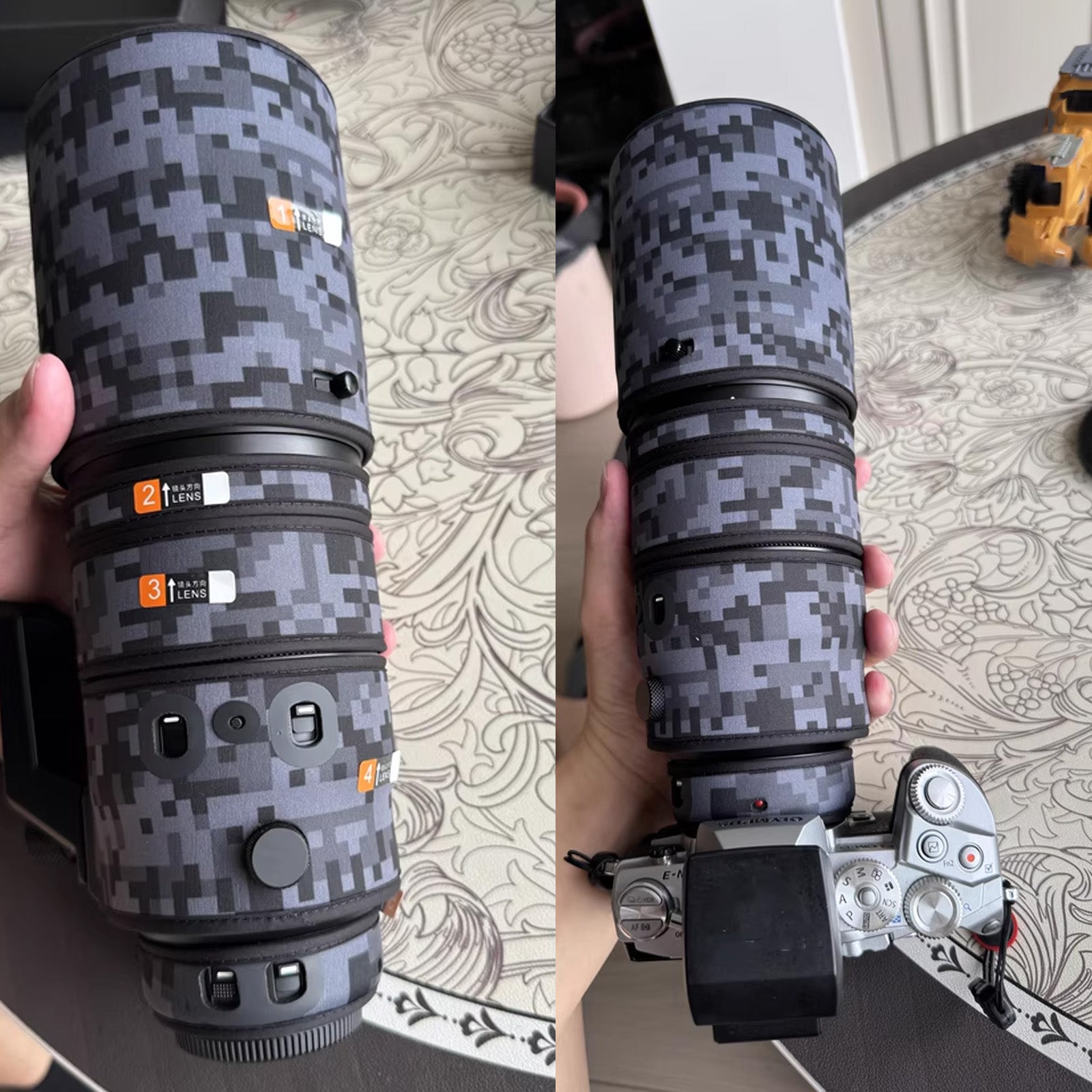 Lens Cover for Panasonic LEICA DG 200mm F/2.8 Camouflage Camera Lens Protection Sleeve Waterproof Rain Cover