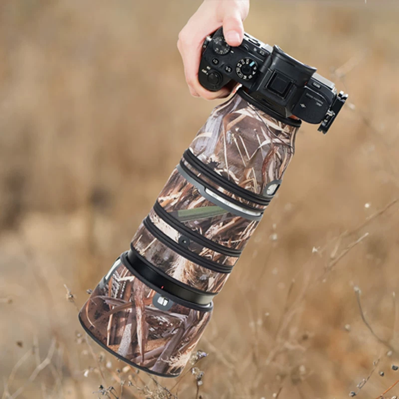 Lens Cover for Sony FE 100-400mm F/4.5-5.6 GM OSS Camouflage Camera Lens Protection Sleeve Waterproof Rain Cover